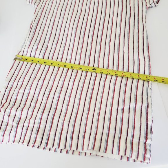 ANTHRO MO:VINT Linen Cream Striped Boho Lagenlook Shift Beach Dress - Picture 13 of 14